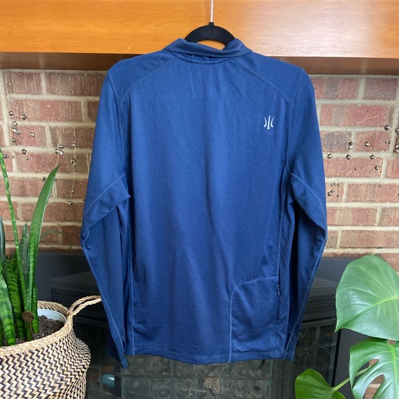 Rhone Blue Sequoia Air Pull Over Quarter Zip Athletic Sweatshirt, Size L - Picture 2 of 6